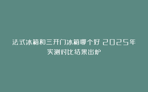 法式冰箱和三开门冰箱哪个好？2025年实测对比结果出炉！