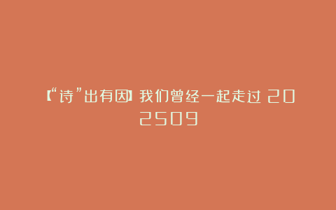 【“诗”出有因】我们曾经一起走过（202509