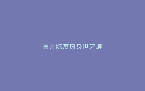 贵州陈友谅身世之谜