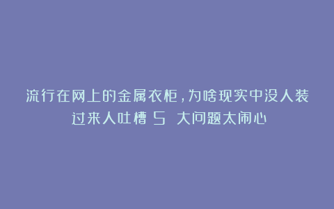 流行在网上的金属衣柜，为啥现实中没人装？过来人吐槽：5 大问题太闹心
