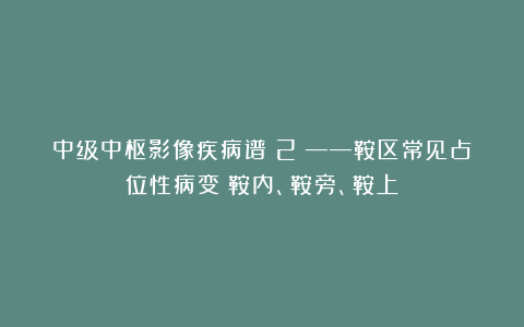 中级中枢影像疾病谱（2）——鞍区常见占位性病变（鞍内、鞍旁、鞍上）