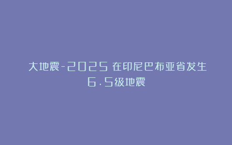 《大地震-2025》在印尼巴布亚省发生6.5级地震