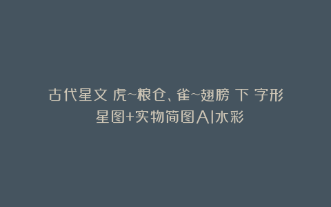 古代星文：虎~粮仓、雀~翅膀（下）字形 星图+实物简图AI水彩
