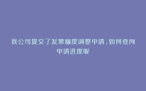 我公司提交了发票额度调整申请，如何查询申请进度呢？