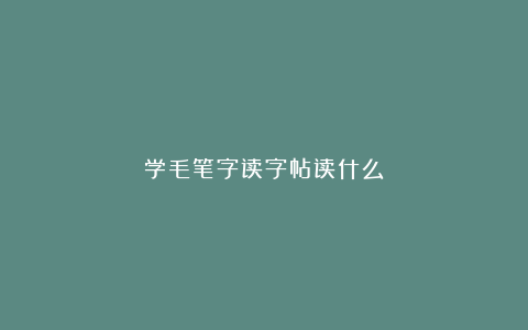 学毛笔字读字帖读什么