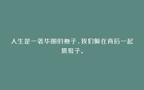 人生是一袭华丽的袍子，我们躲在背后一起抓虱子。