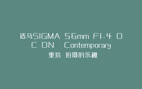 适马SIGMA 56mm F1.4 DC DN | Contemporary 重拾 拍摄的乐趣