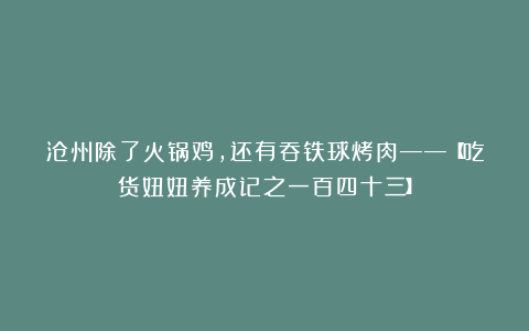 沧州除了火锅鸡，还有吞铁球烤肉——【吃货妞妞养成记之一百四十三】