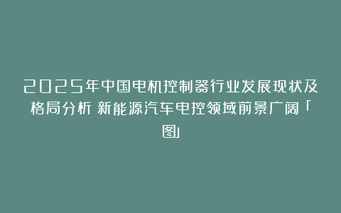 2025年中国电机控制器行业发展现状及格局分析：新能源汽车电控领域前景广阔「图」