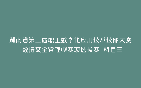 湖南省第二届职工数字化应用技术技能大赛-数据安全管理员赛项选拔赛-科目三