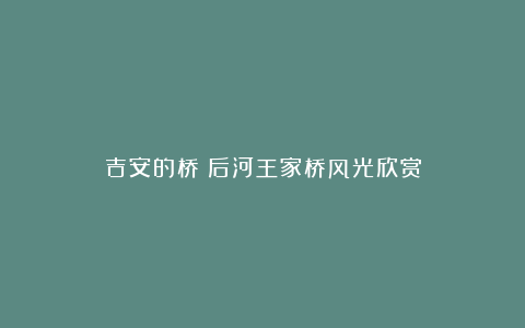 吉安的桥：后河王家桥风光欣赏
