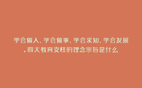 学会做人、学会做事、学会求知、学会发展。四大教育支柱的理念宗旨是什么?