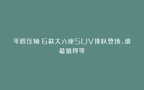 年底压轴！6款大六座SUV排队登场，谁最值得等？