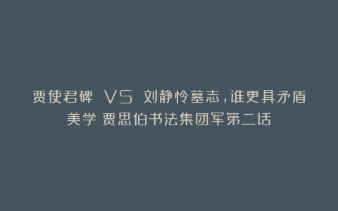 贾使君碑 VS 刘静怜墓志,谁更具矛盾美学?贾思伯书法集团军第二话