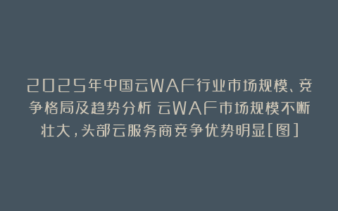 2025年中国云WAF行业市场规模、竞争格局及趋势分析：云WAF市场规模不断壮大，头部云服务商竞争优势明显[图]