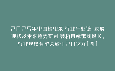 2025年中国核电泵‌行业产业链、发展现状及未来趋势研判：装机目标驱动增长，行业规模有望突破420亿元[图]