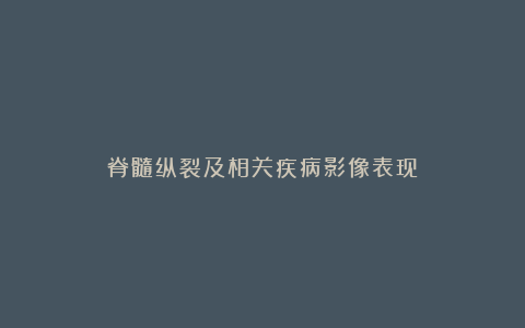 脊髓纵裂及相关疾病影像表现