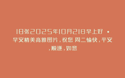 18张2025年10月21日早上好 •早安精美高雅图片，祝您：周二愉快，平安，顺遂，如意！
