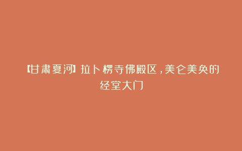【甘肃夏河】拉卜楞寺佛殿区,美仑美奂的经堂大门