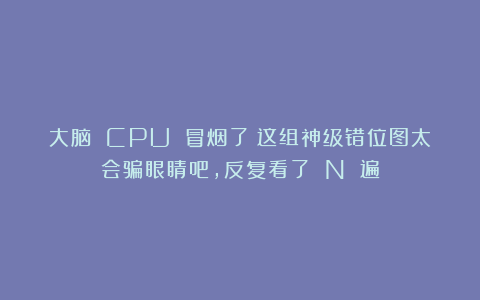 大脑 CPU 冒烟了！这组神级错位图太会骗眼睛吧，反复看了 N 遍