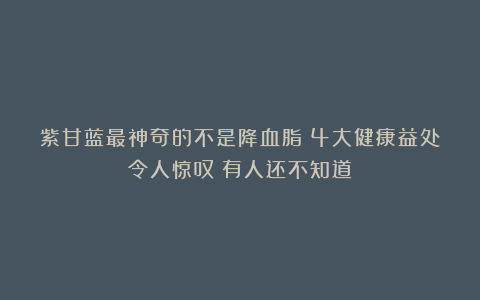 紫甘蓝最神奇的不是降血脂!4大健康益处令人惊叹!有人还不知道