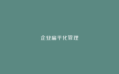 企业扁平化管理