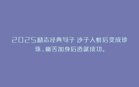 2025励志经典句子:沙子入蚌后变成珍珠,痛苦加身后造就成功。