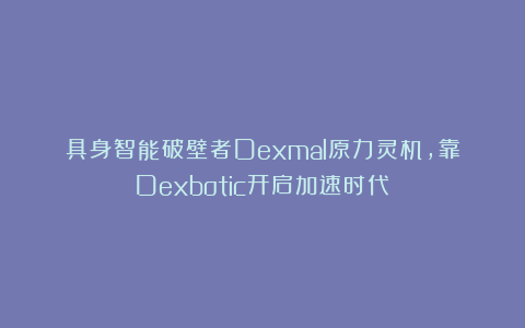 具身智能破壁者Dexmal原力灵机,靠Dexbotic开启加速时代
