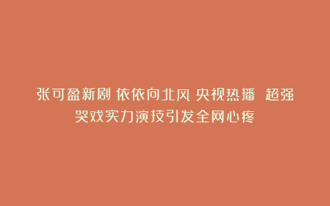 张可盈新剧《依依向北风》央视热播 超强哭戏实力演技引发全网心疼