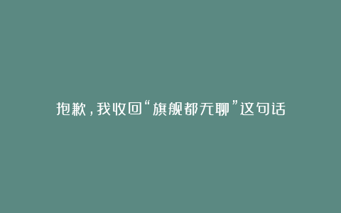抱歉,我收回“旗舰都无聊”这句话