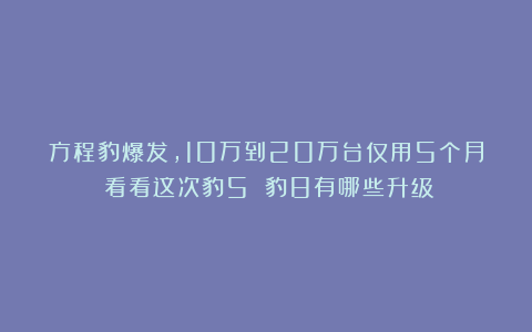 方程豹爆发,10万到20万台仅用5个月!看看这次豹5 豹8有哪些升级