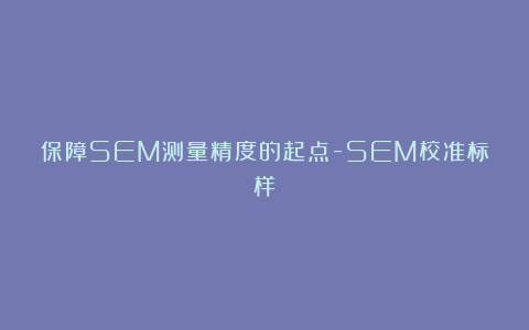 保障SEM测量精度的起点-SEM校准标样