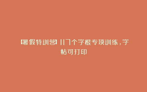 【暑假特训营】117个字根专项训练，字帖可打印