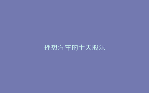 理想汽车的十大股东