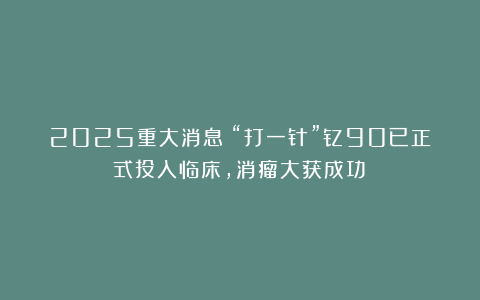 2025重大消息：“打一针”钇90已正式投入临床，消瘤大获成功！