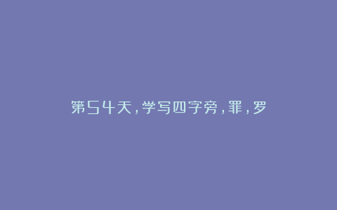 第54天，学写四字旁，罪，罗