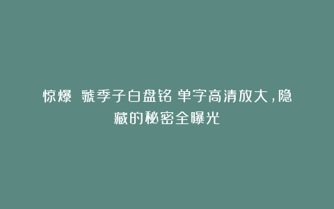 惊爆!《虢季子白盘铭》单字高清放大,隐藏的秘密全曝光