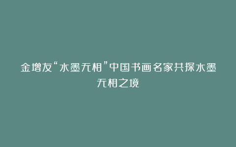 金增友“水墨无相”中国书画名家共探水墨无相之境