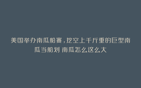 美国举办南瓜船赛，挖空上千斤重的巨型南瓜当船划！南瓜怎么这么大？