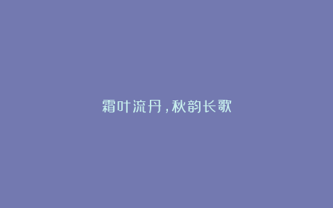 霜叶流丹，秋韵长歌
