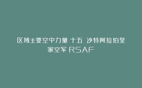 区域主要空中力量（十五）：沙特阿拉伯皇家空军（RSAF）