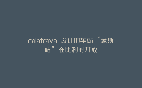 calatrava 设计的车站 “蒙斯站” 在比利时开放
