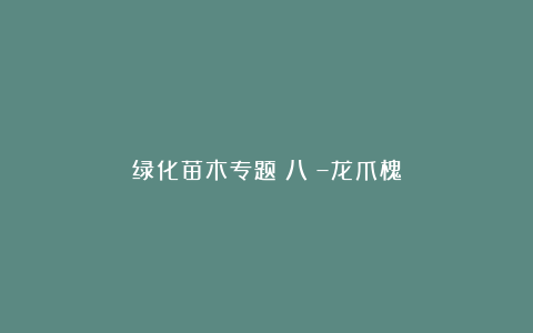 绿化苗木专题(八)–龙爪槐