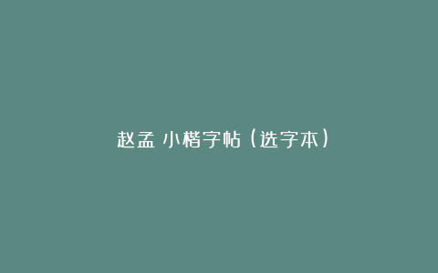 《赵孟頫小楷字帖》(选字本)