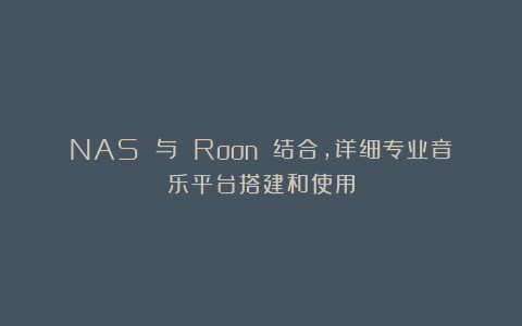 NAS 与 Roon 结合,详细专业音乐平台搭建和使用