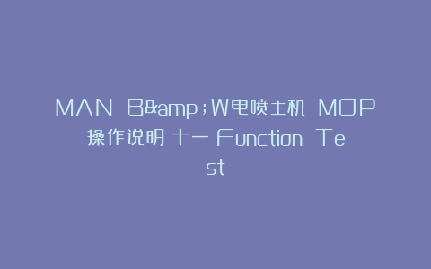 MAN B&W电喷主机 MOP操作说明(十一)Function Test