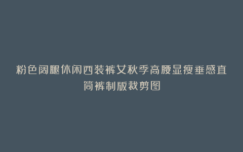粉色阔腿休闲西装裤女秋季高腰显瘦垂感直筒裤制版裁剪图