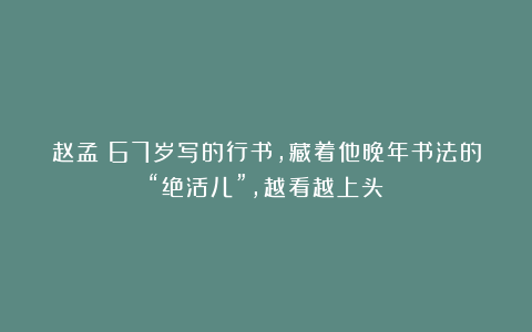 赵孟頫67岁写的行书,藏着他晚年书法的“绝活儿”,越看越上头!