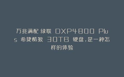 万兆满配!绿联 DXP4800 Plus 希捷酷狼 30TB 硬盘,是一种怎样的体验?