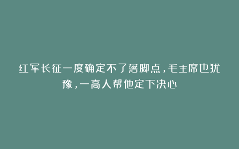 红军长征一度确定不了落脚点,毛主席也犹豫,一高人帮他定下决心